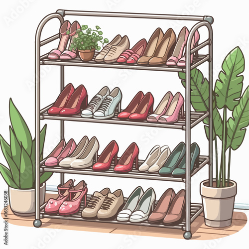vector illustration of shoe rack