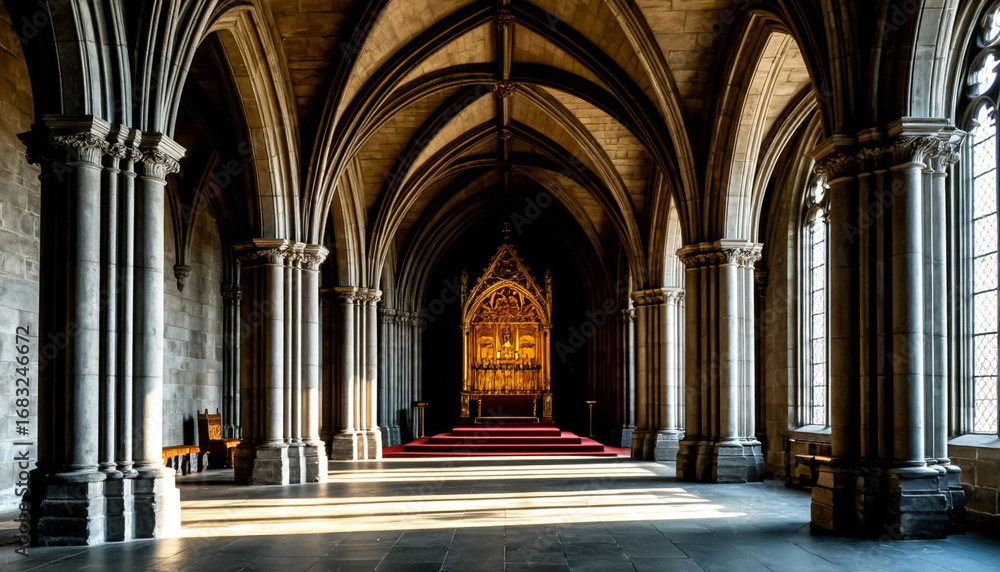 Fototapeta premium Majestic Gothic Throne Room Architectural Grandeur