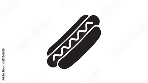 Classic hot dog illustration with buns and condiments