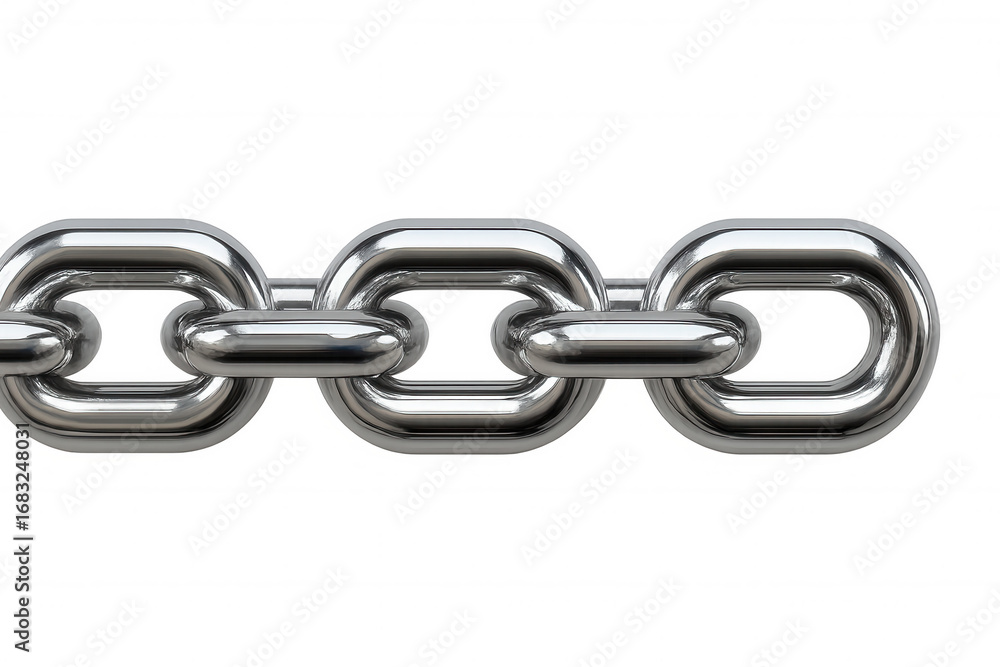 Obraz premium Metallic chain displaying interlocking silver links, creating interconnected pattern against transparent surface