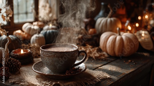 Wallpaper Mural Warm Cup of Coffee Surrounded by Autumn Decor and Cozy Ambiance Torontodigital.ca