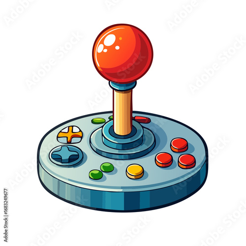 Retro arcade joystick with buttons and directional pad for classic gaming experiences