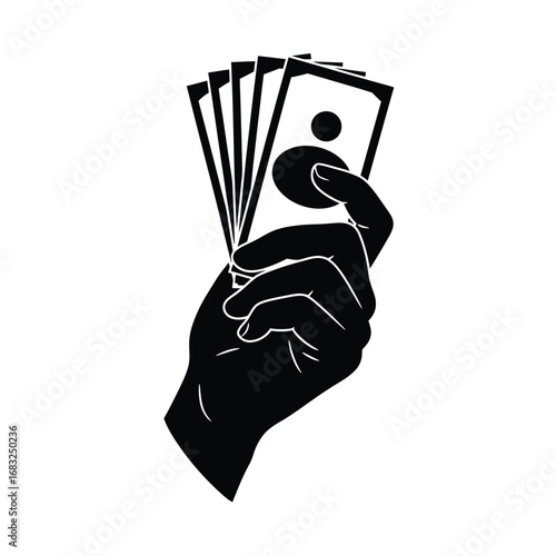 Hand holding money cash icon