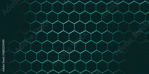 Art & IllHexagonal cyberspace green background. Hexagon grid tech pattern.ustration