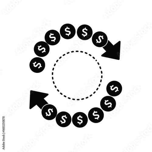 Circular dollar flow money icon