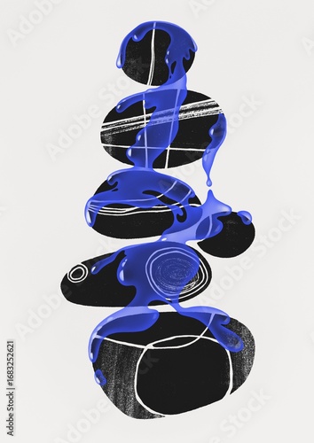 Harmony Stones with Flowing Water, Zen Meditation Balance