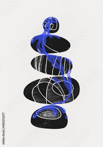 Harmony Stones with Flowing Water, Zen Meditation Balance