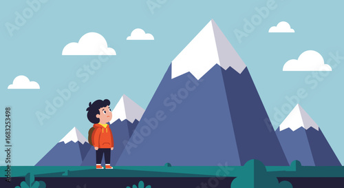 Child overcoming obstacles while gazing at mountains for inspirational content and personal development resources