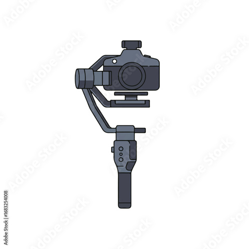Handheld Gimbal with Camera Flat Design Icon