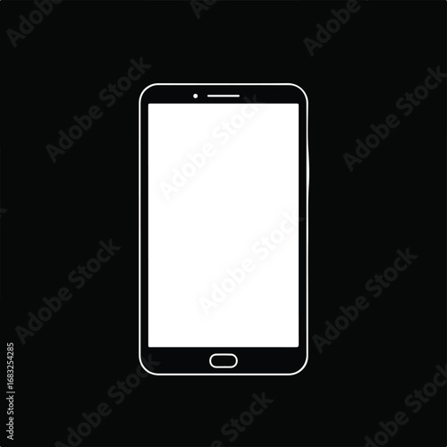Flat Design Black Smartphone Isolated on Black