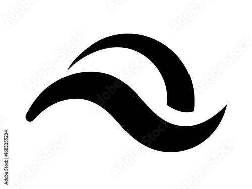 Abstract black wavy lines forming a curved design on a white background creating a simple graphic element