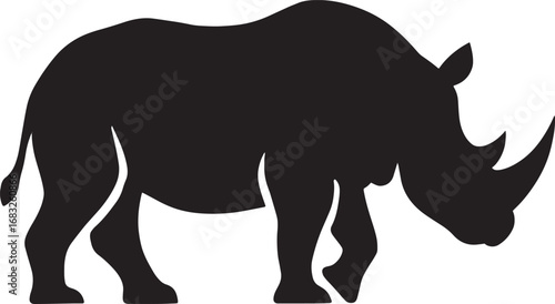 Rhino Silhouette with Big Horn | Bold Vector Safari Animal Illustration