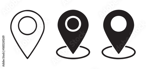 Clean Line Art Map Markers for Geographic Tags