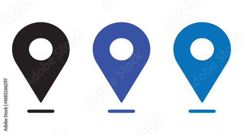 Free Download Set of Three Simple Map Markers in Bold Colors for UI Design - GFXLoad