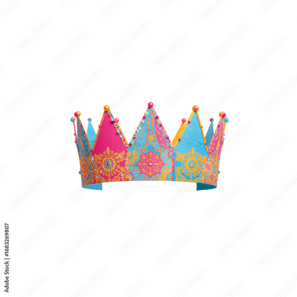 Obraz premium Crown Colorful Festive Design on White Background