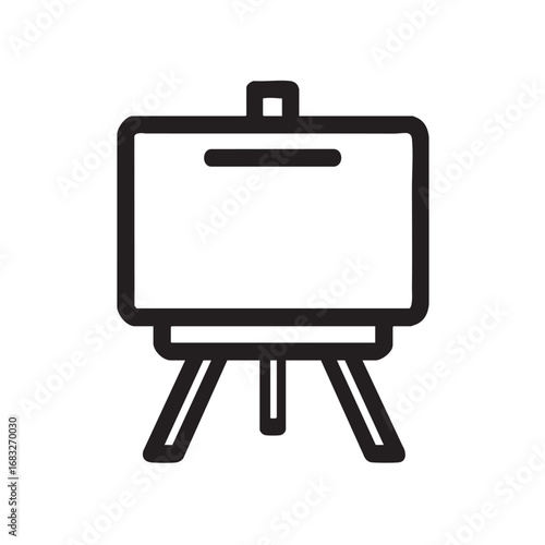 A simple line drawing of an artist's easel.