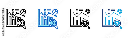 Market Research icon Multi Style Vector Illustration