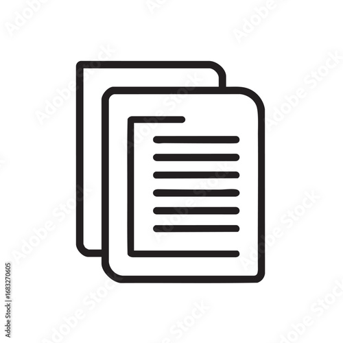 A line drawing of two overlapping documents.