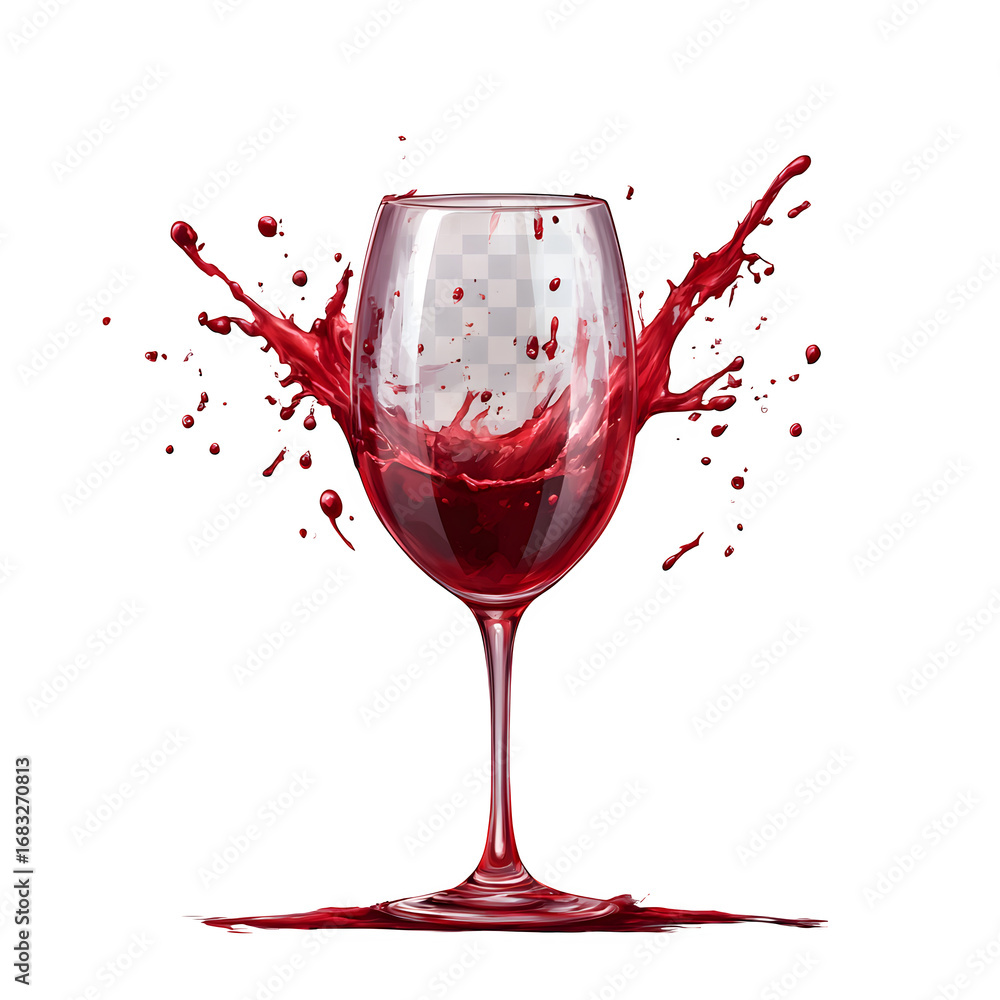Fototapeta premium Stunning splash of vibrant red wine in crystal glass, creating dynamic movement and celebration