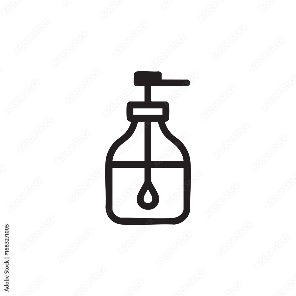 Obraz premium A black and white outline of a soap dispenser bottle.