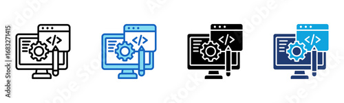 Web Development icon Multi Style Vector Illustration