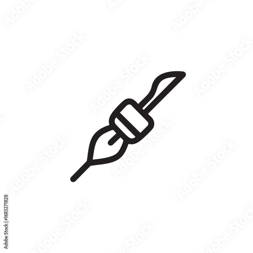 A simple line drawing of a nib pen.