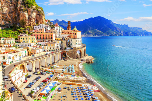 Salerno Bay, located in southern Italy, stretches along the Tyrrhenian Sea and is framed by the Amalfi Coast and Cilento Coast. 