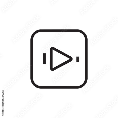  A line drawing of a play button inside a box.