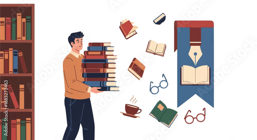 man with books