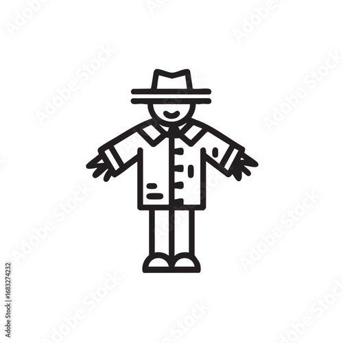 A simple outline of a person wearing a trench coat and hat.