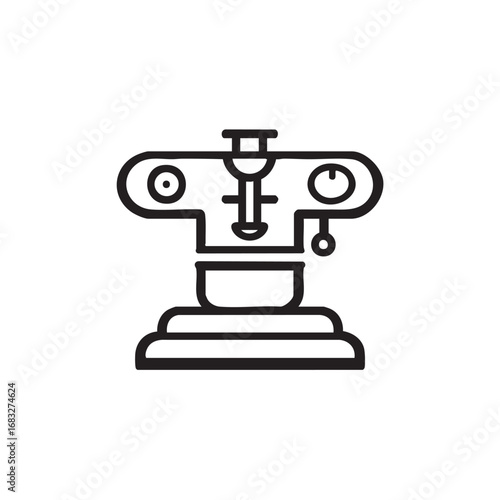 A simple line drawing of a coffee machine.