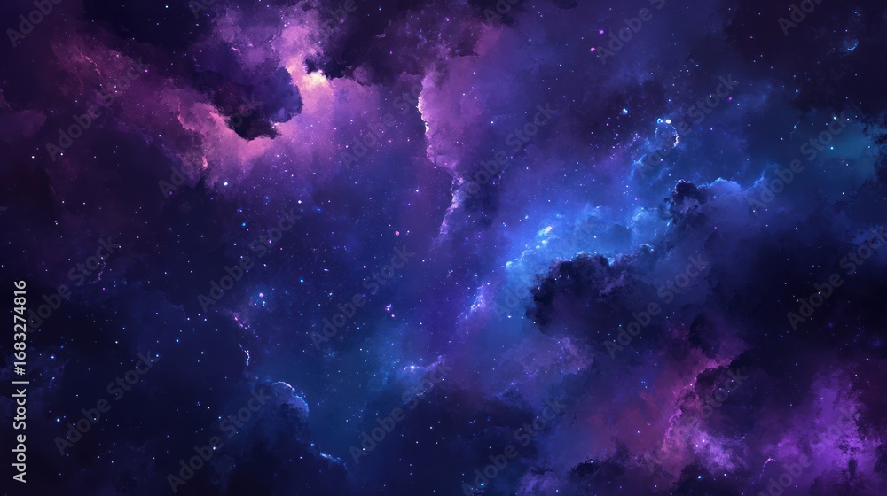 Fototapeta premium Colorful, cosmic space scene with stars and nebula clouds