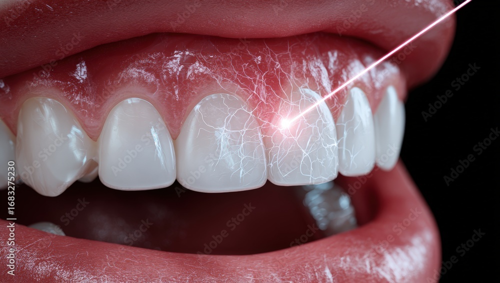 Obraz premium Close-up of teeth with laser treatment
