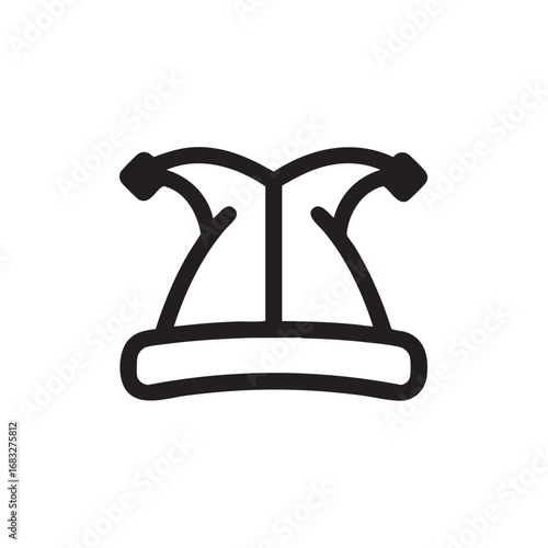 A simple line drawing of a jester's hat.