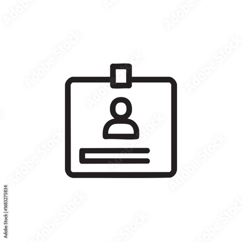 A simple line drawing of an ID badge.