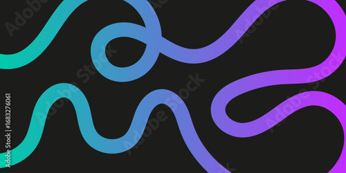 Blue and purple squiggle gradient lines on black background