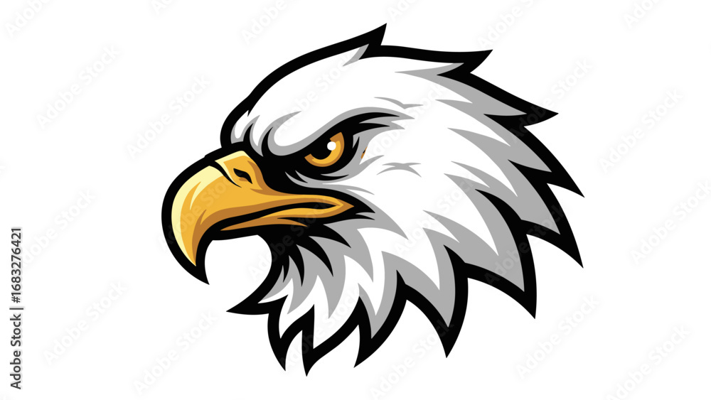 Fototapeta premium Majestic Eagle Head Mascot Illustration with Sharp Details and Bold Colors on White Background
