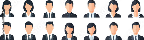 Diverse Business People Icons Flat Vector Illustrations of Men and Women in Suits for Website, App, and Presentation Design