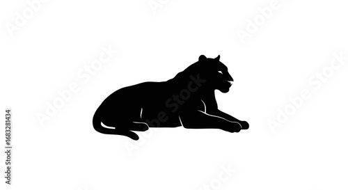 Silhouette of a resting tiger lying down with paws stretched.