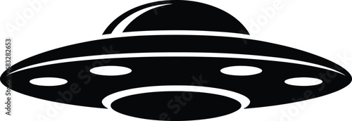 Iconic flying saucer silhouette symbolizing extraterrestrial life and space exploration