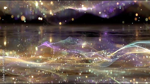 Abstract neon particles flow in endless seamless loop