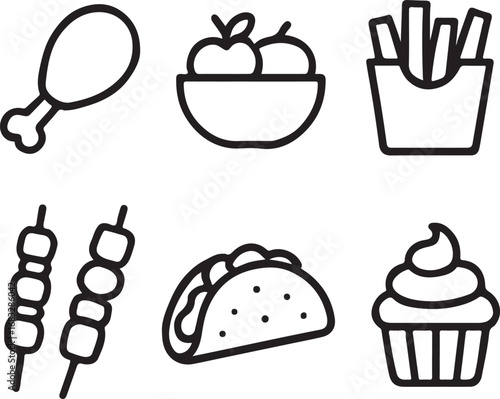 Fast Food and Snack Icons chicken leg drumstick
