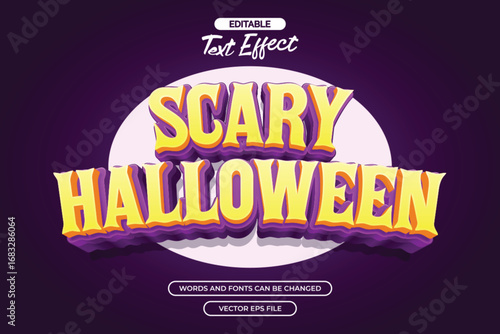 3d scary halloween editable text effect with purple background