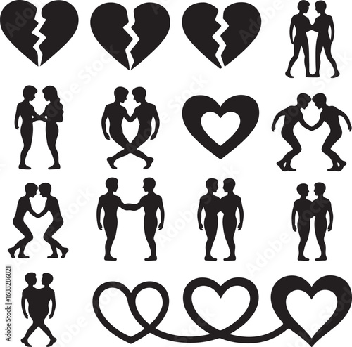 Romantic Couple Silhouettes Diverse Relationships Love Connection And Heartbreak romance