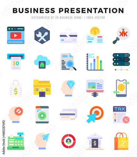 Set of Business Presentation icons. Vector Illustration.