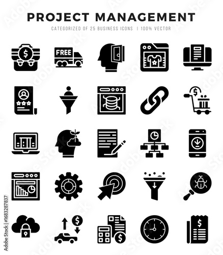 Set of Project Management icons. Vector Illustration.