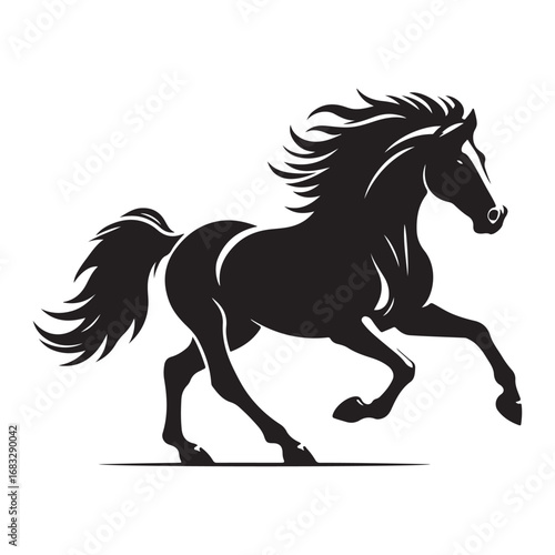 Dynamic horse galloping silhouette artistic vector design