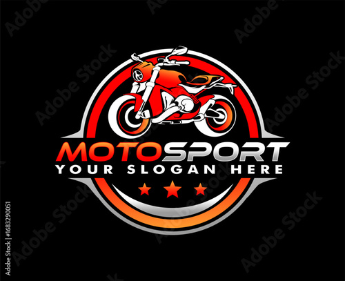 motorbike club logo vector design modern abstract silhoutte illustration on black background