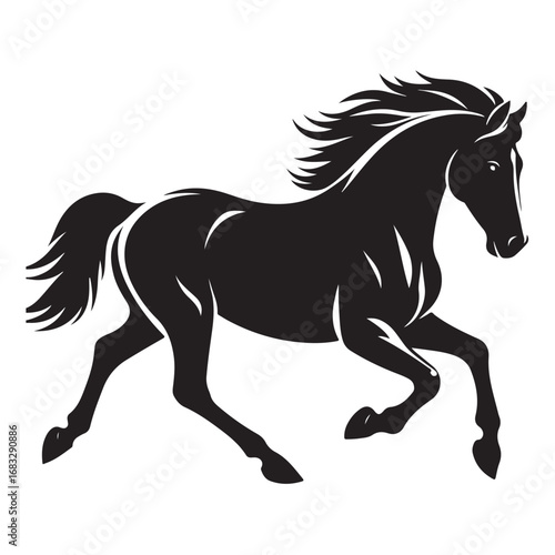 Dynamic horse galloping silhouette vector art