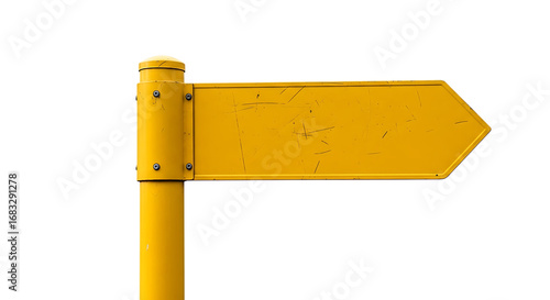 Yellow directional signpost isolated on transparent background